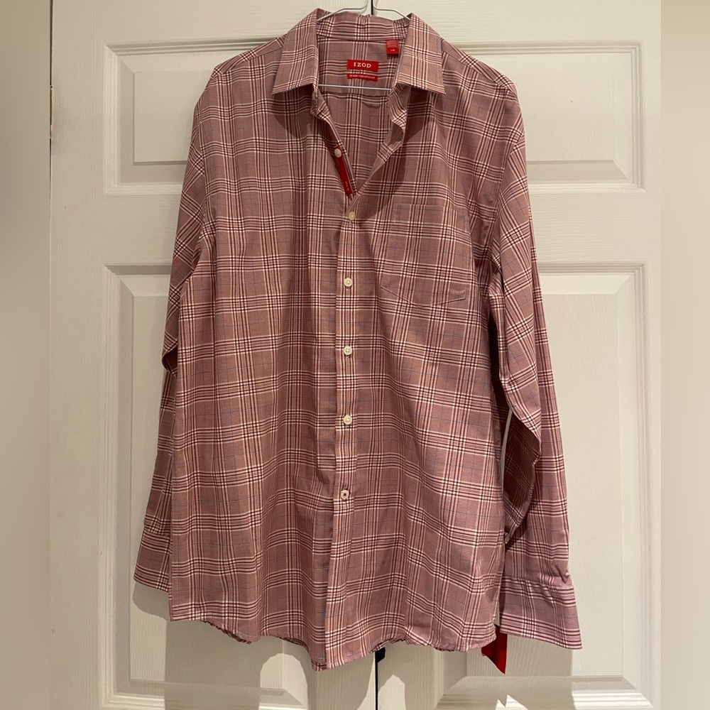 3/$20 Izod Men's Casual Plaid Shirt - Burgundy